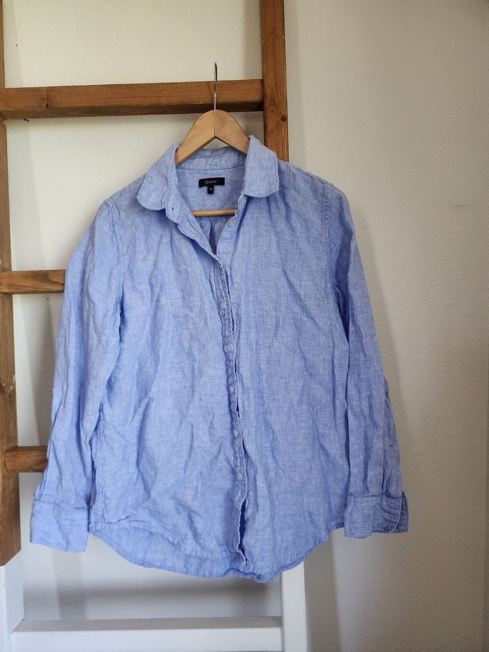Quince 100% European Linen Long Sleeve Shirt - Size Medium French Blue - Picture 4 of 5